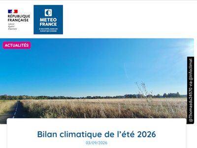 Météo France dresse le bilan climatique de l'été 2026